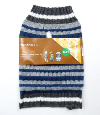 Vibrant Life Pet Striped Knit Sweater "Boss Man" Dog Size XXS 3-7 LB - Image 1 of 4