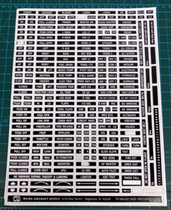 Wicks Aircraft Supply Cockpit Placards Sheet Vintage - Picture 1 of 6