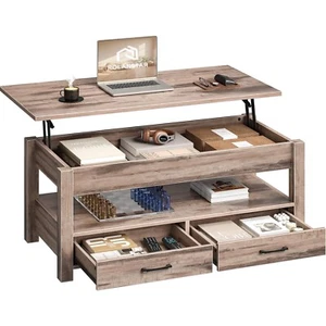 Couchtisch Höhenverstellbar, Couchtisch mit 2 Schublade, Hubplatte, Wohnzimme... - Bild 1 von 11