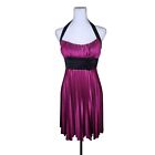 Vintage 90s Y2K Halter Cocktail Mini Dress Womens Size S Purple Magenta