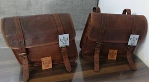 Motorcycle saddlebag 1Pair leather saddlebags Panniers Brown Design JMB 2024 - Bild 1 von 12