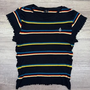 Girls Volcom Striped Short Sleeve Top Size 10 - Picture 1 of 4