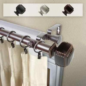 Studded 1 in. Double Curtain Rod 66 in. - 120 in. in Bronze - Picture 1 of 3