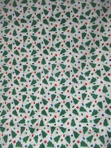 Christmas Fabric TINY Trees & Presents ALLOVER White Multi Cotton Fabric 31"X44 - Picture 1 of 6