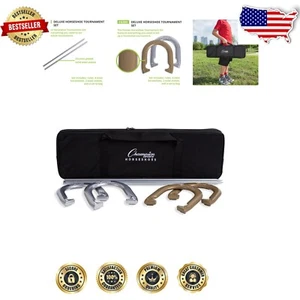 Rust-Resistant Professional Horseshoe Set with Carrying Bag for Outdoor Games - Picture 1 of 10