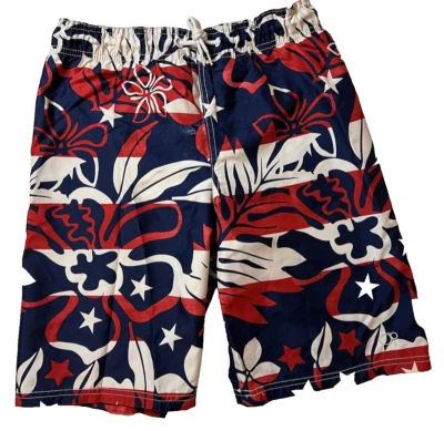 Ocean Pacific Boys Swim Trunks Vintage 90s Board shorts red white blue Boys L - Image 1 of 4