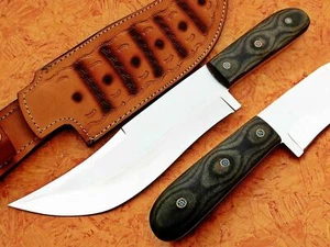 D2 STEEL CUSTOM HANDMADE TACTICAL HUNTING BOWIE KNIFE MICARTA HANDLE SHEATH - Picture 1 of 11
