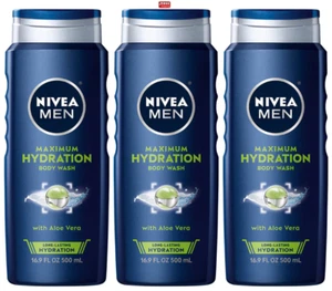 Nivea Men Maximum Hydration 3-in-1 Refreshing Body Wash with Aloe Vera-Pack of 3 - Picture 1 of 3