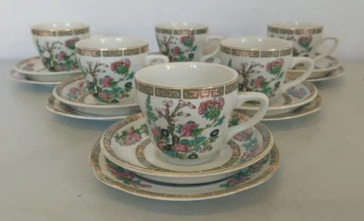 Indian Tree Pattern Tea Trios Sampson Bridgwood & Duchess x6 Cup Saucer Plate - Image 1 of 4