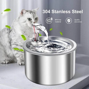 Automatic Pet Cat Water Fountain Stainless Steel Pet Water Fountain for Drinking - Picture 1 of 9