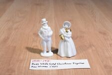 Russ Christmas Man and Woman White Porcelain with Gold Trim Figurines(1300-198)