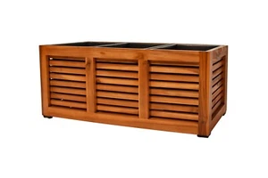 Pflanzgefäß Pflanzkasten Blumenkasten mit Streben Akazienholz 28x79 mit Einsatz - Bild 1 von 2
