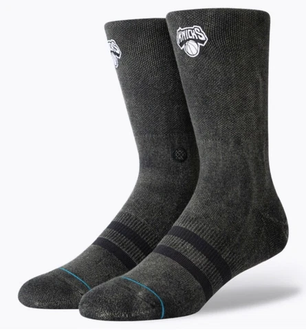 STANCE NBA New York Knicks Blacktop Black White Crew Basketball Socks Mens M Cover
