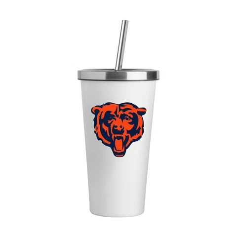 Chicago Bears Logo White 20oz Straw Steel Tumbler Cover