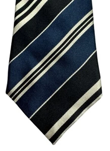 Corbata PAUL SMITH a rayas negra y dorada 100 % seda para hombre hecha en Italia nueva - Imagen 1 de 7