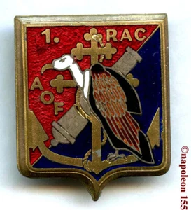 ARTILLERIE 1° R.A.C. Rgt Artillerie Coloniale Fab dos lisse non marquée en émail - Imagen 1 de 2