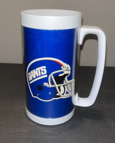 NEW YORK GIANTS VINTAGE NFL Football THERMO SERV 6.5" TALL MUG - 16 Ounce Cover