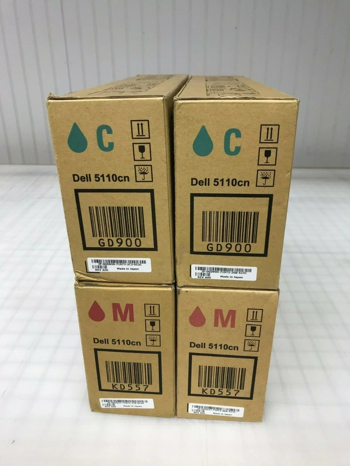 4PC Genuine Dell 5110cn High Capacity C/M Toner Cartridges GD900 (2) KD557 (2) - Image 1 of 3