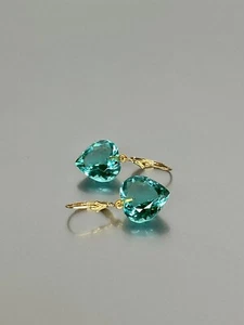 Tourmaline Heart Earrings 925 Fine Silver October Birthstone Small Earrings Gift - Picture 1 of 6