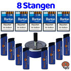 8 Stangen Burton Blau Filter Zigarillos (17 Stck / Schachtel) + Zubehr