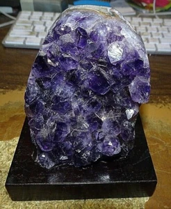 LARGE  AMETHYST CRYSTAL CLUSTER GEODE FROM URUGUAY CATHEDRAL;POLISHED; STAND; - Picture 1 of 5