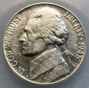 1945-P Jefferson War Nickel - 35% Silver Coin - As Shown - Ships Free 2L - Imagen 1 de 2