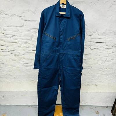 Dickies Coveralls Vintage Mens 42 Long Blue Twill Zip Jumpsuit Mechanic Workwear - Image 1 of 4