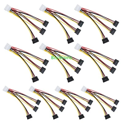 10x IDE 4Pin Molex Stecker auf 3x 15pin SATA Buchsen Splitter Stromkabel 18cm - Bild 1 von 4