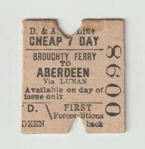 Railway Ticket D&A Broughty Ferry to Aberdeen 1st Cheap Day Return Edmondson - Foto 1 di 1
