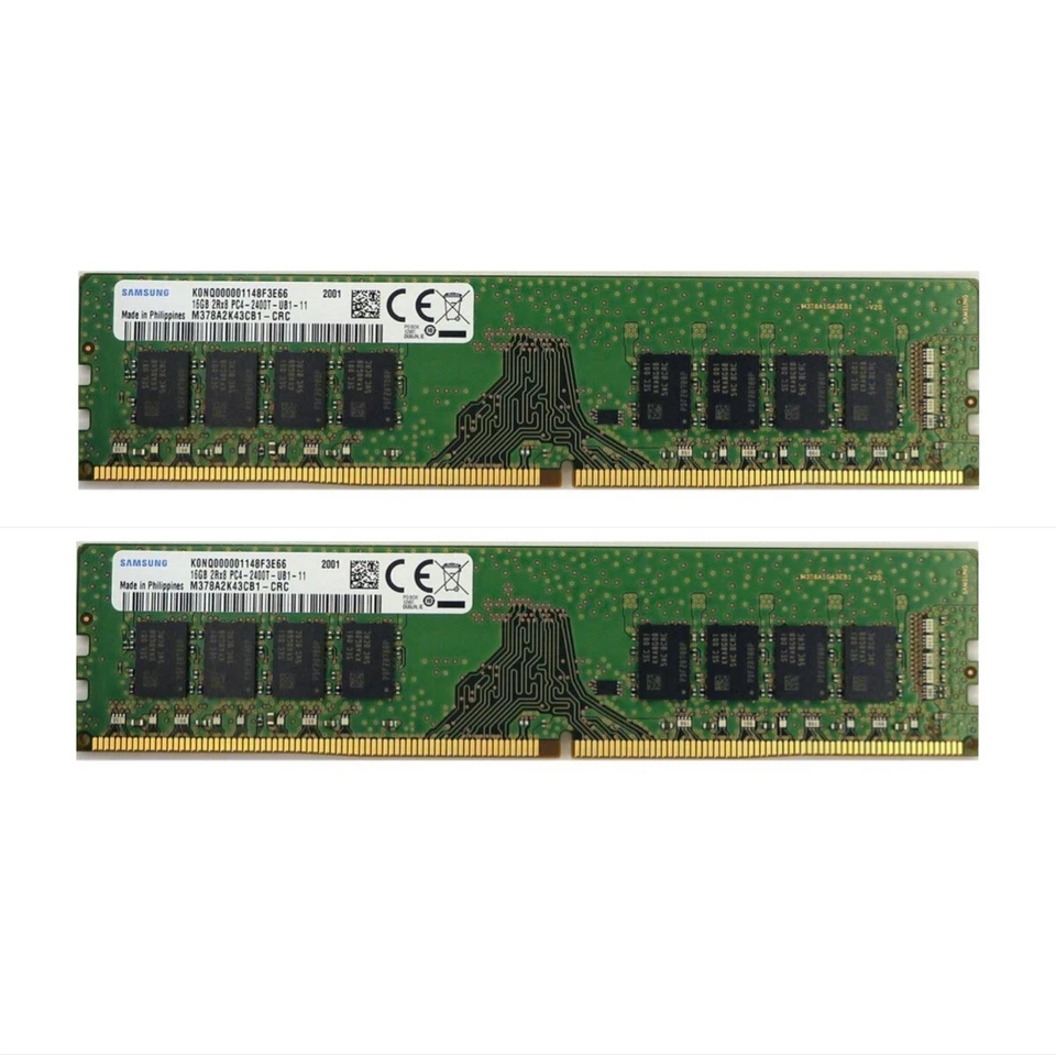 Samsung 32GB (2X 16GB ) DDR4 2400MHz PC4-19200 UDIMM Memory Ram M378A2K43CB1-CTD - Image 1 of 4