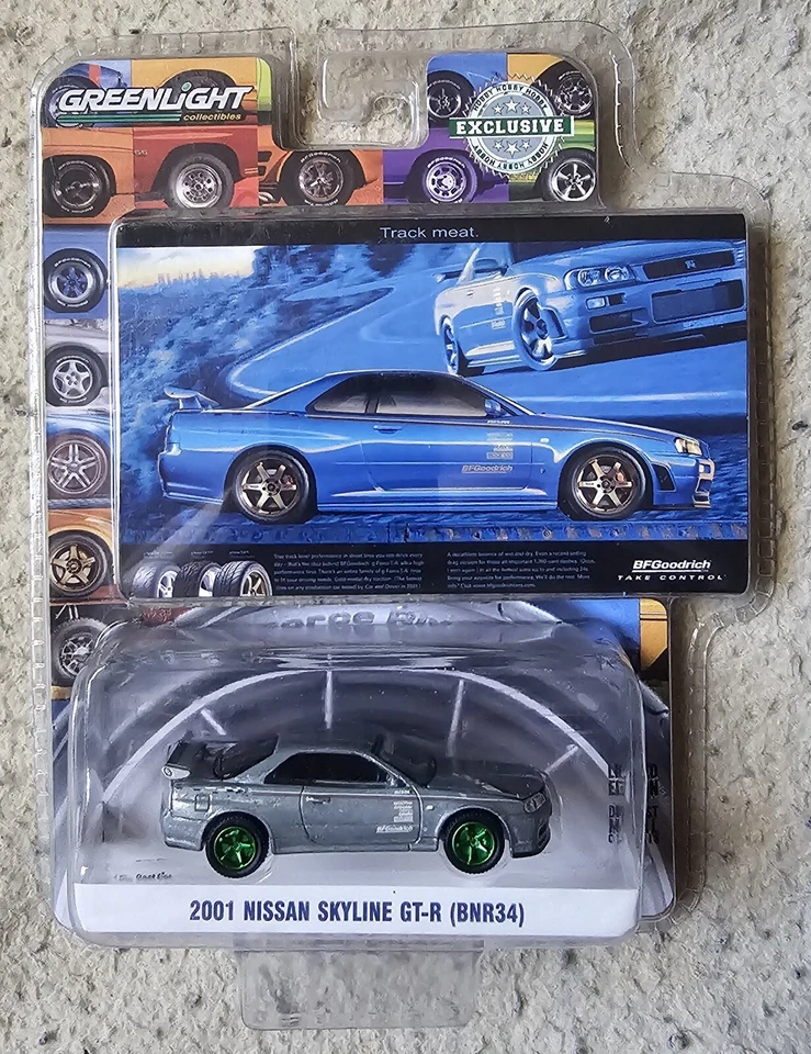 Nissan Skyline GT-R 2001 Greenlight (BNR34) exclusiva máquina azul crudo verde  Foto 1 de 1