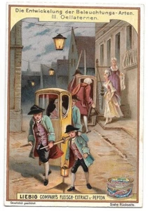 Eclairage - Eclairage de ville Chaise à porteur - Chromo Liebig - Trade card - Picture 1 of 2