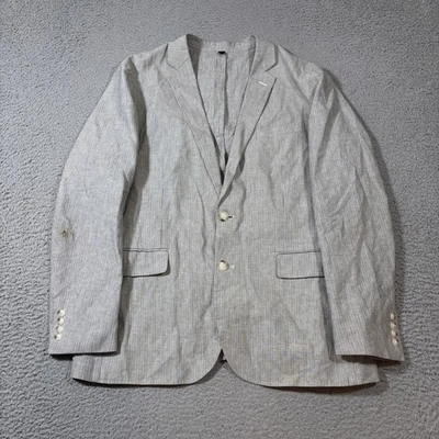 J Crew Ludlow Somelos Men 40R Black Blue White Micro Stripe Cotton Linen Blazer - Image 1 of 4