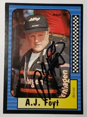 1991 MAXX NASCAR CARD A.J. FOYT AUTOGRAPHED CARD INDY 500 RACING CHAMPION AUTO - Image 1 of 4