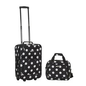 Luggage Set 2 PC Lightweight Carry-on Travel Black White Polka Dot Gifts - Picture 1 of 1