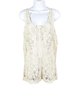 ISELA Crochet Tank Top Womens Size Small Eyelet Cotton Ivory Boho Festival Y2K - Picture 1 of 9