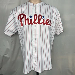 Majestic MLB Phillies Jersey #17 Rolen Size XL White Red Pin Stripe - Picture 1 of 6