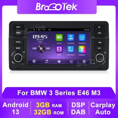 Android 13 Apple Carplay Autoradio GPS WiFi 32G Für BMW 3er E46 M3 Rover 75 MGZT - Bild 1 von 4