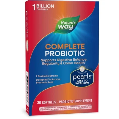 Nature's Way Complete Probiotic Pearls, 1 Billion Live Cultures, 30 Softgels Foto 1 de 4