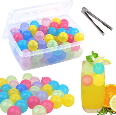 60 Pack Reusable Ice Cube, Plastic Ice Cubes round for Drinks, Reusable Ice Ball - Image 1 of 4