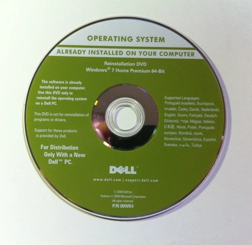 Dell Operating System Reinstallation DVD Windows 7 Home Premium 64-Bit - Image 1 of 1