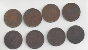 EIGHT CHINESE COPPER COINS - ABOUT THE SIZE OF A HALF CENT - Picture 1 of 2