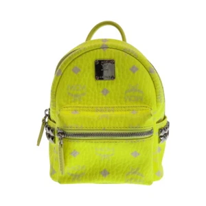 MCM Visest Mochila Mochila Amarillo Color Neón Cuero - Imagen 1 de 10