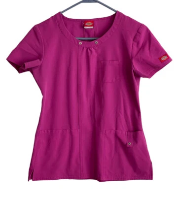 Dickies Women's Size X-Small Fuchsia Short Sleeve Pockets Scrub Top - Image 1 of 4