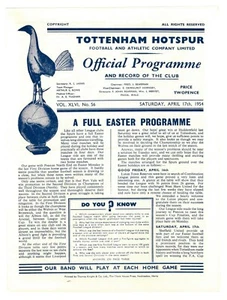 Tottenham gegen Sheffield Mittwoch 1953/54 Spurs offizielles Spielprogramm  - Bild 1 von 1