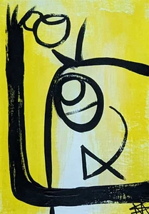 Original ACEO Cat Painting Collectible Coffee Cup Modern Art Samantha McLean - Picture 1 of 1