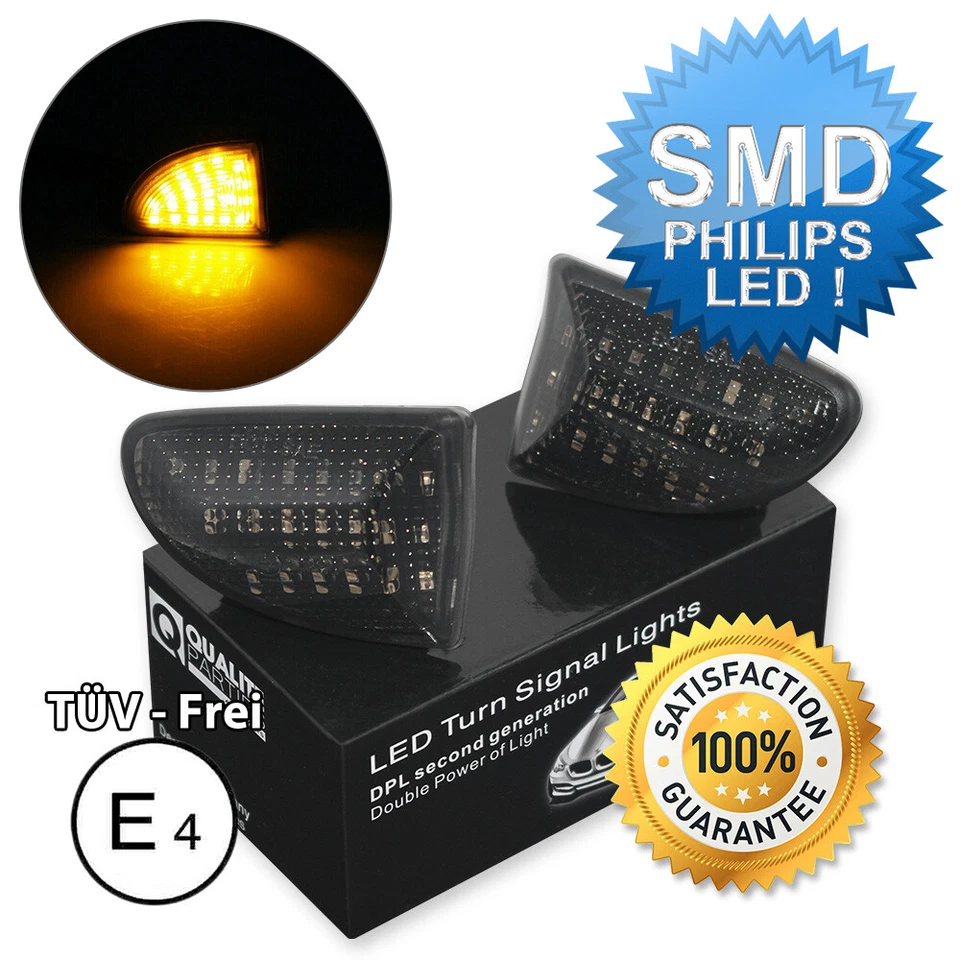 2x INTERMITENTES LATERALES LED INTERMITENTES NEGROS AHUMADOS PARA SMART 451 FORTWO CABRIO COUPE - Imagen 1 de 1