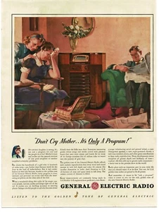 1940 G-E General Electric Radio Floor Console art Vintage Print Ad - Picture 1 of 1