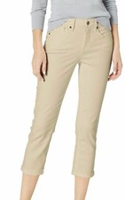 NYDJ Women's SZ 0 FEATHER BEIGE CHLOE CAPRI CROP JEANS Slimming Lift x Tuck NWT