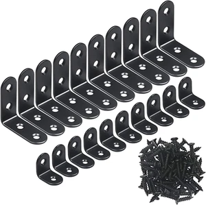 20PCS L Bracket Corner Bracket,Black Small Right Angle Bracket for Wood Furnitur - Picture 1 of 12